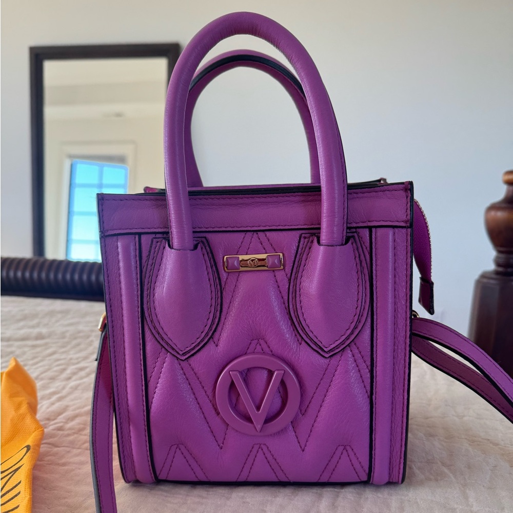 Valentino by Mario Valentino Eva Logo Quilted Leather Top Handle Bag
